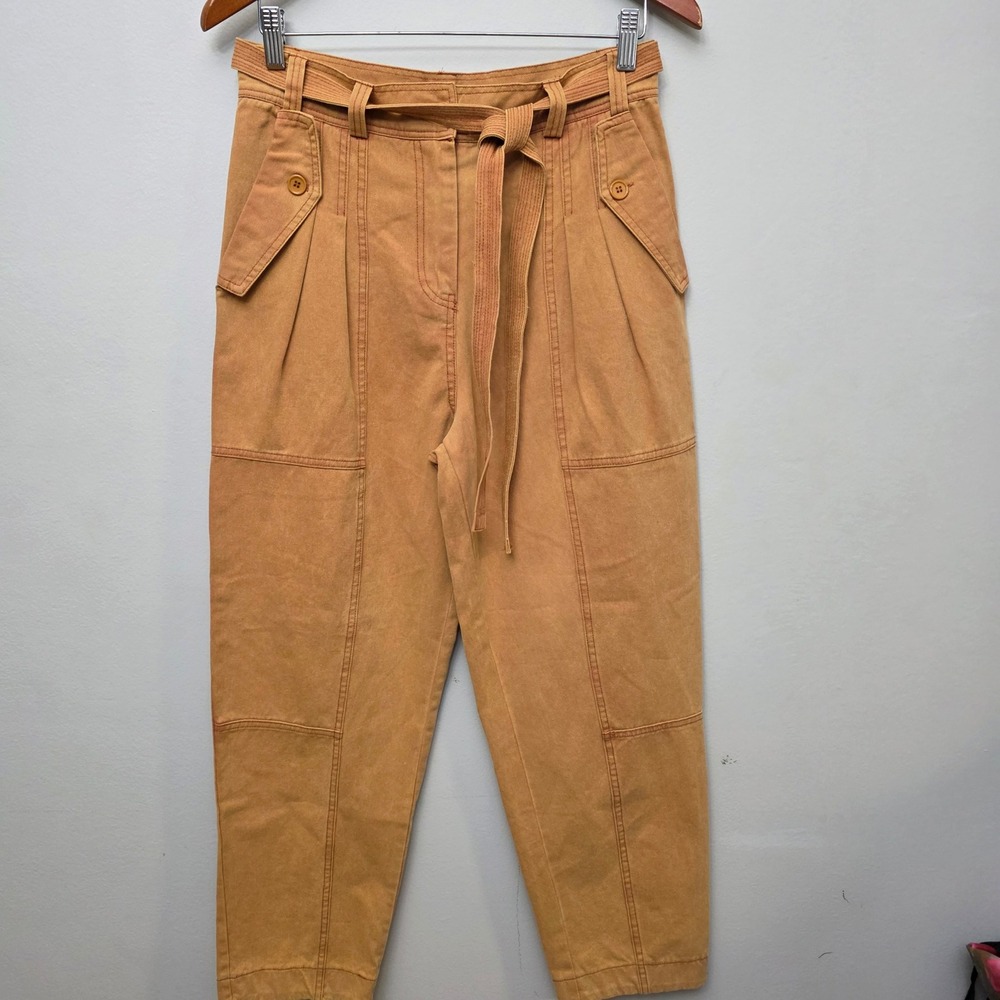 Moon River Utility Pants Womens S Ginger Orange Belted High Rise Tapered‎ Safari